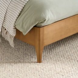 Hatti - King Size - Low Foot-End Bed - White/Natural - Faux Fur/Wooden - 5ft - thumbnail 6