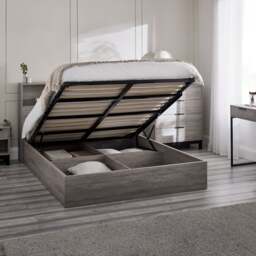 Bali – Single – Bookcase Ottoman Storage Bed – Grey Oak – Wooden – 3ft - Happy Beds - thumbnail 2