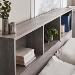 Bali – Single – Bookcase Ottoman Storage Bed – Grey Oak – Wooden – 3ft - Happy Beds - thumbnail 4