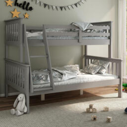 Atlantis - Kids Triple Sleeper Bunk Bed - Grey - Wooden - 3ft and 4ft - Happy Beds - thumbnail 1