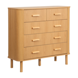 Axel - 5 Drawer Fluted Chest of Drawers - Oak - Wooden - Happy Beds - thumbnail 7