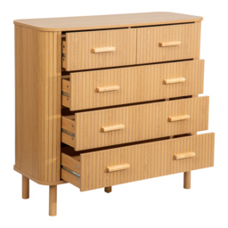 Axel - 5 Drawer Fluted Chest of Drawers - Oak - Wooden - Happy Beds - thumbnail 8