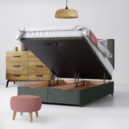King Size - Divan Bed and Cornell Plain Headboard - Dark Grey - Velvet - 5ft - Happy Beds - thumbnail 4