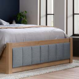 Belmont - King Size - Ottoman Storage Bed - Grey/Oak - Fabric/Wooden - 5ft - thumbnail 6