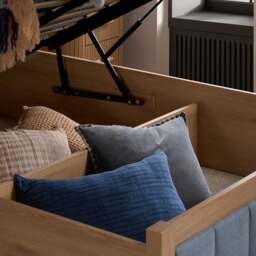 Belmont - King Size - Ottoman Storage Bed - Grey/Oak - Fabric/Wooden - 5ft - thumbnail 5