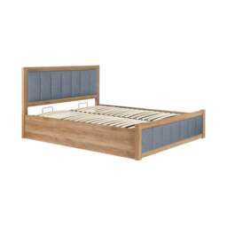Belmont - King Size - Ottoman Storage Bed - Grey/Oak - Fabric/Wooden - 5ft - thumbnail 8