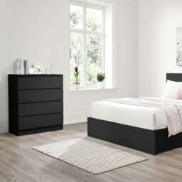 Oslo - 4 Drawer Chest of Drawers - Black - Wooden - Happy Beds - thumbnail 2