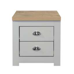 Highgate - 2 Drawer Bedside Table - Grey/Oak - Wooden - Happy Beds - thumbnail 2