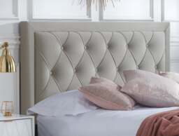 Woodbury - King Size - 4 Drawer Storage Bed - Warm Stone - Velvet - 5ft - Happy Beds - thumbnail 8