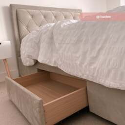 Woodbury - King Size - 4 Drawer Storage Bed - Warm Stone - Velvet - 5ft - Happy Beds - thumbnail 6