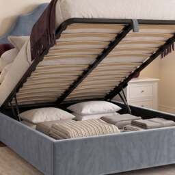 Chelsea - Super King-Size - Ottoman Storage Bed - Blue - Velvet Fabric - 6ft - thumbnail 7