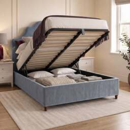 Chelsea - Super King-Size - Ottoman Storage Bed - Blue - Velvet Fabric - 6ft - thumbnail 2