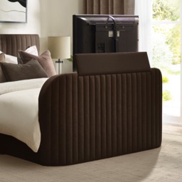 Hermione - Super King Size - Ottoman Storage TV Bed - Brown - Fabric - 6ft - thumbnail 7