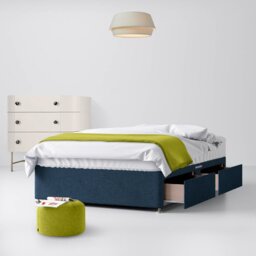 Small Single - Divan Bed - With Storage - Dark Blue - Fabric - 2ft6 - Happy Beds - thumbnail 2