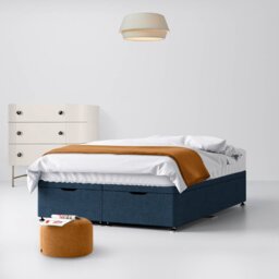 Small Single - Divan Bed - With Storage - Dark Blue - Fabric - 2ft6 - Happy Beds - thumbnail 5