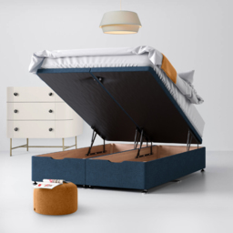 Small Single - Divan Bed - With Storage - Dark Blue - Fabric - 2ft6 - Happy Beds - thumbnail 4