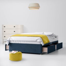 Small Single - Divan Bed - With Storage - Dark Blue - Fabric - 2ft6 - Happy Beds - thumbnail 3
