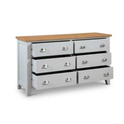 Richmond - 6 Drawer Wide Chest - Grey/Oak - Wooden - Happy Beds - thumbnail 2