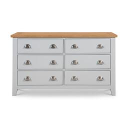 Richmond - 6 Drawer Wide Chest - Grey/Oak - Wooden - Happy Beds - thumbnail 3