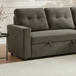 Reegan - L-Shaped Corner Sofa Bed - Taupe - Fabric - Make It Homely - thumbnail 2