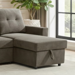 Reegan - L-Shaped Corner Sofa Bed - Taupe - Fabric - Make It Homely - thumbnail 3