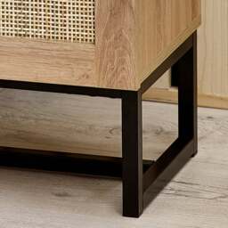 Padstow - 2 Drawer Bedside Table - Oak - Wooden/Rattan - Happy Beds - thumbnail 5