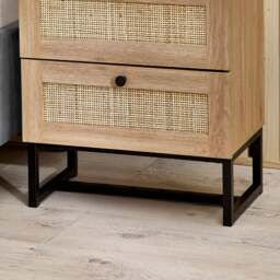 Padstow - 2 Drawer Bedside Table - Oak - Wooden/Rattan - Happy Beds - thumbnail 4