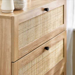 Padstow - 2 Drawer Bedside Table - Oak - Wooden/Rattan - Happy Beds - thumbnail 6