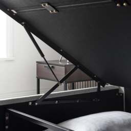 Avery - Double - Ottoman Storage Bed - Stone Grey - Fabric - 4ft6 - Happy Beds - thumbnail 8