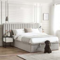 Paige - Super King - Ottoman Storage Hotel Bed - Stone Grey - Fabric - 6ft - Happy Beds - thumbnail 6