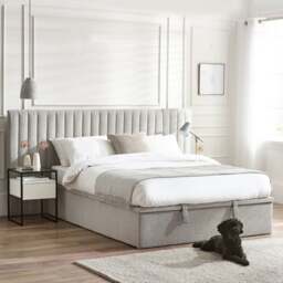 Paige - Super King - Ottoman Storage Hotel Bed - Stone Grey - Fabric - 6ft - Happy Beds - thumbnail 7