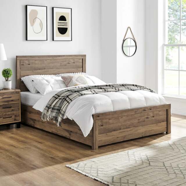 Rodley - Double - Ottoman Storage Bed - Oak - Wooden - 4ft6 - Happy Beds