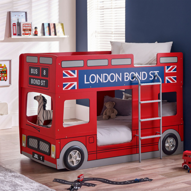 Kids London Bus - Single Bunk Bed - 3ft - Happy Beds - image 1