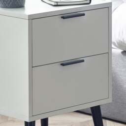Alba – 2-Drawer Bedside Table – Silk Grey – Lacquered MDF - Happy Beds - thumbnail 2