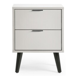 Alba – 2-Drawer Bedside Table – Silk Grey – Lacquered MDF - Happy Beds - thumbnail 4