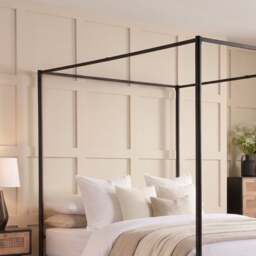 Farringdon - Small Double - 4 Posted Canopy Bed - Black - Metal - 4ft - Happy Beds - thumbnail 3