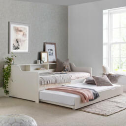 Tyler - Single - Day Bed - Guest Bed Trundle - White - Wood - 3ft - Happy Beds - thumbnail 3
