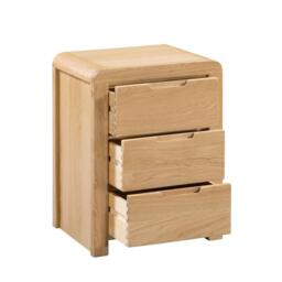 Curve - 3 Drawer Bedside Table - Oak - Wooden - Happy Beds - thumbnail 2