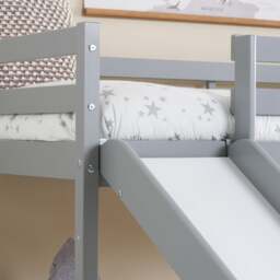 Frankie - Single - Mid Sleeper with Slide - Grey - Wooden - 3ft - Happy Beds - thumbnail 2