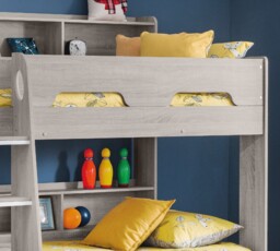 Orion - Single - Kids Bunk Bed - Storage - Grey - Wood - 3ft - Happy Beds - thumbnail 3