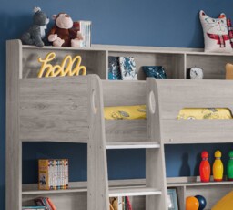Orion - Single - Kids Bunk Bed - Storage - Grey - Wood - 3ft - Happy Beds - thumbnail 4