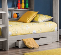 Orion - Single - Kids Bunk Bed - Storage - Grey - Wood - 3ft - Happy Beds - thumbnail 2