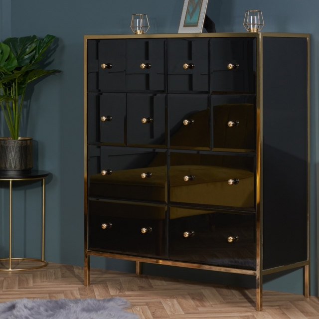 Fenwick - Merchant Chest - Black/Gold - Glass/Metal - Happy Beds - image 1