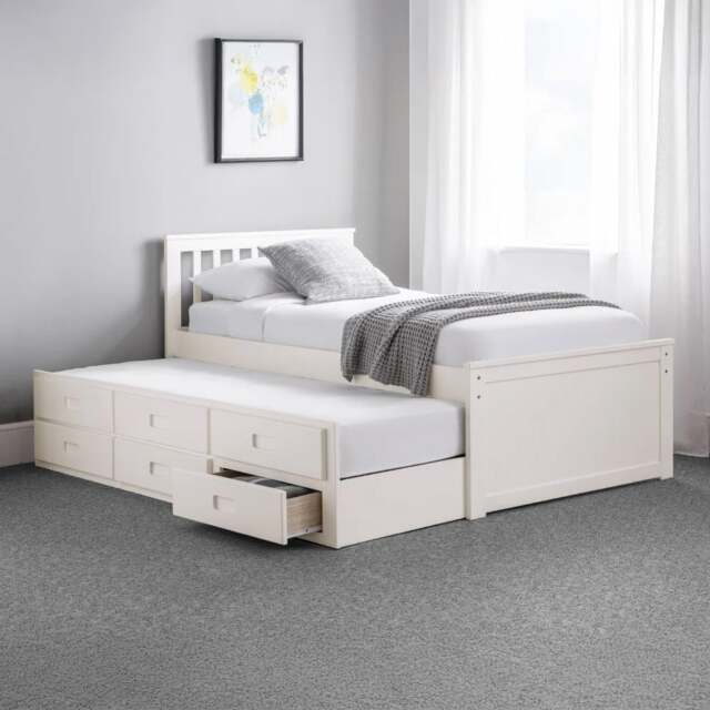 Maisie - Single - Captains Guest Bed - White - Wood - 3ft - Happy Beds