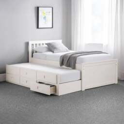 Maisie - Single - Captains Guest Bed - White - Wood - 3ft - Happy Beds