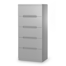 Manhattan - 5 Drawer Narrow Chest - Grey - Wooden - Happy Beds - thumbnail 1