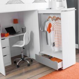 Pegasus - Single - Kids High Sleeper Bed - White and Silver - Wood - 3ft - Happy Beds - thumbnail 2