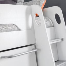 Pegasus - Single - Kids High Sleeper Bed - White and Silver - Wood - 3ft - Happy Beds - thumbnail 3