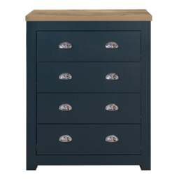 Highgate - 4 Drawer Chest - Blue/Oak - Wooden - Happy Beds - thumbnail 2
