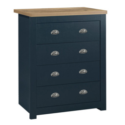 Highgate - 4 Drawer Chest - Blue/Oak - Wooden - Happy Beds - thumbnail 1